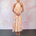 Naomi™ | Elegant tailored watercolor print dress