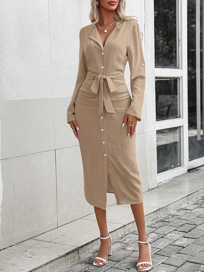 Olivia™ - Elegant Button Up Dress